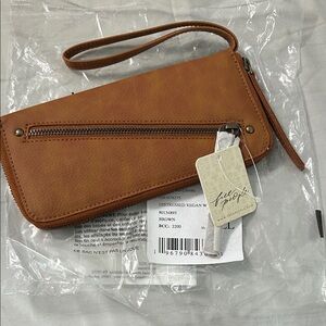 NEW 🆕 Free People Distressed Tan Vegan Leather Wristlet